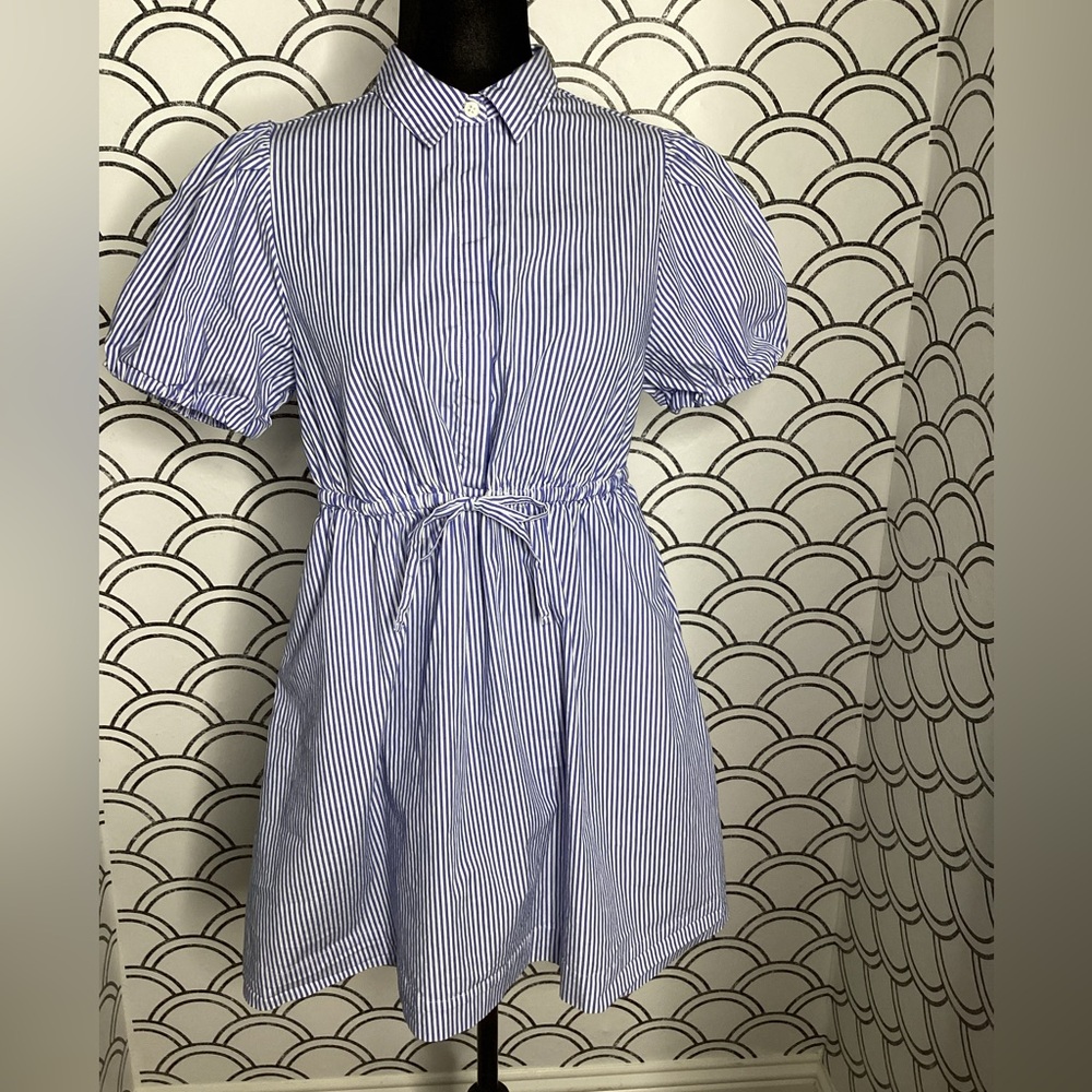 **J.Crew Elena Mini Shirt Dress | Blue & White Nautical Stripe | Size 8P**